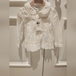 Girls  Ralph Lauren White Ruffled Shirt Toddler
